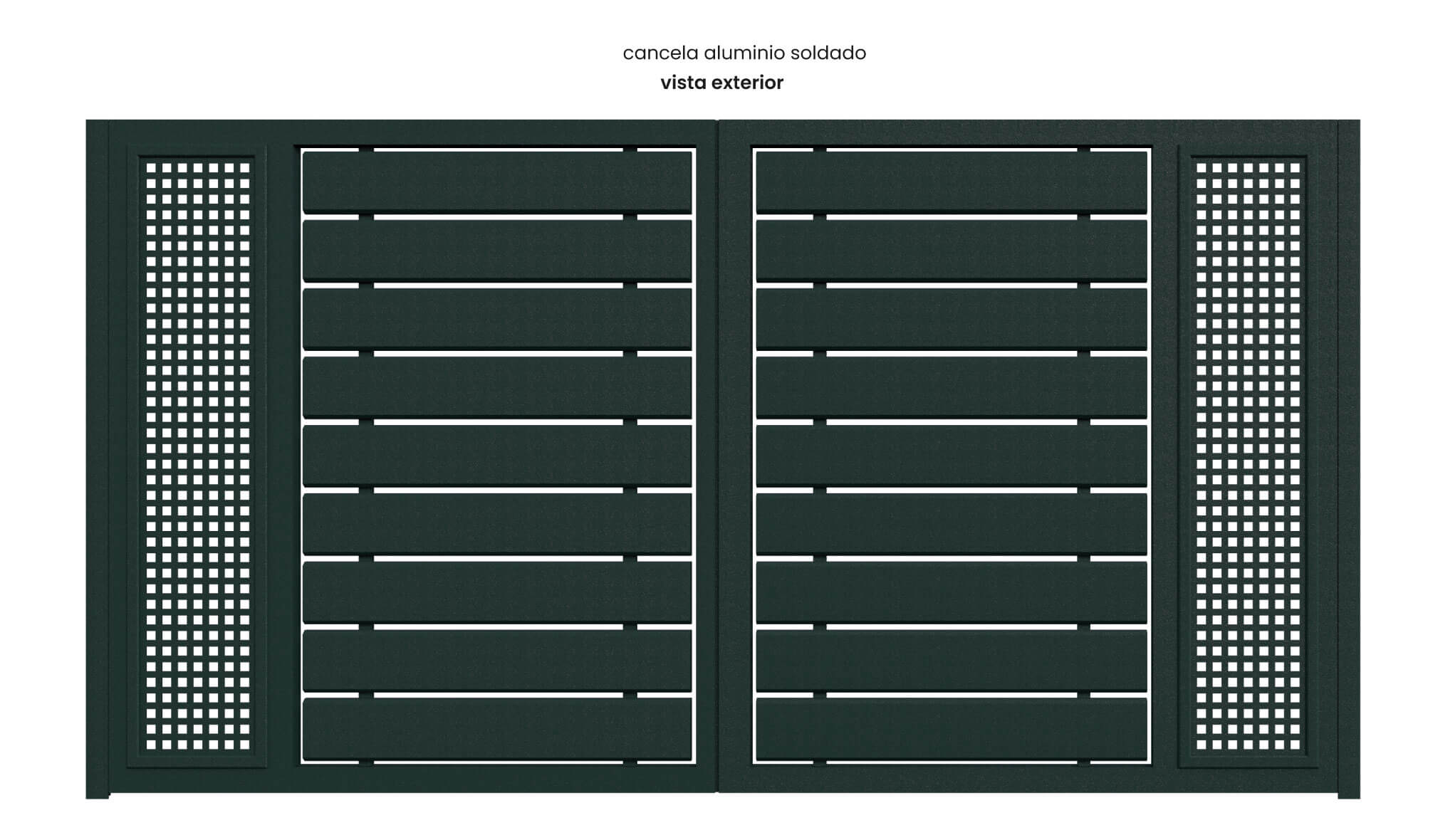Cancela de Aluminio Soldado - Vista Exterior - Modelo Aranjuez