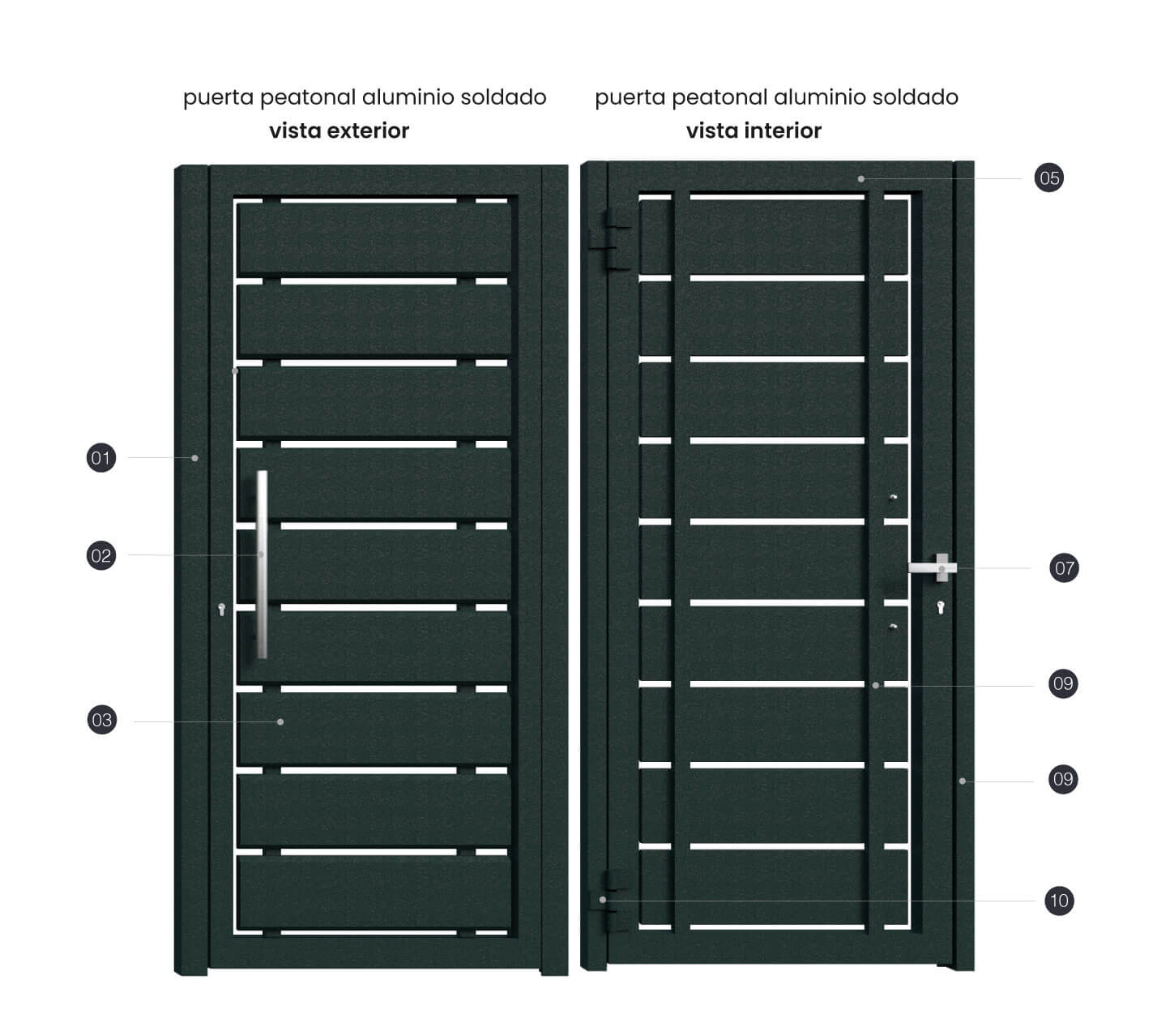 Cancela de Aluminio Soldado - Vista Interior y Exterior - Modelo Aranjuez