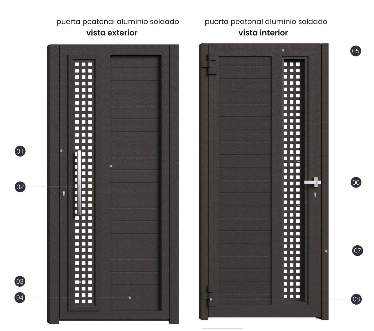 Cancela de Aluminio Soldado - Vista Interior y Exterior - Modelo Atenas
