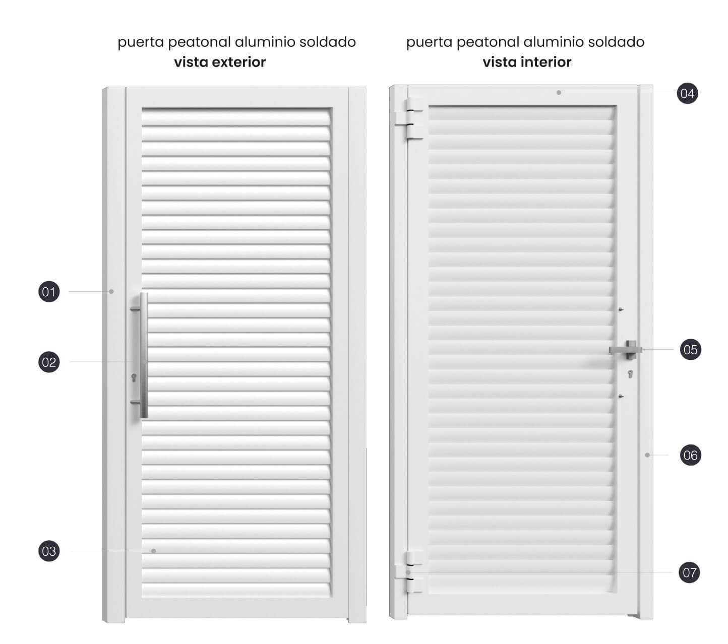 Cancela de Aluminio Soldado - Vista Interior y Exterior - Modelo Ibiza