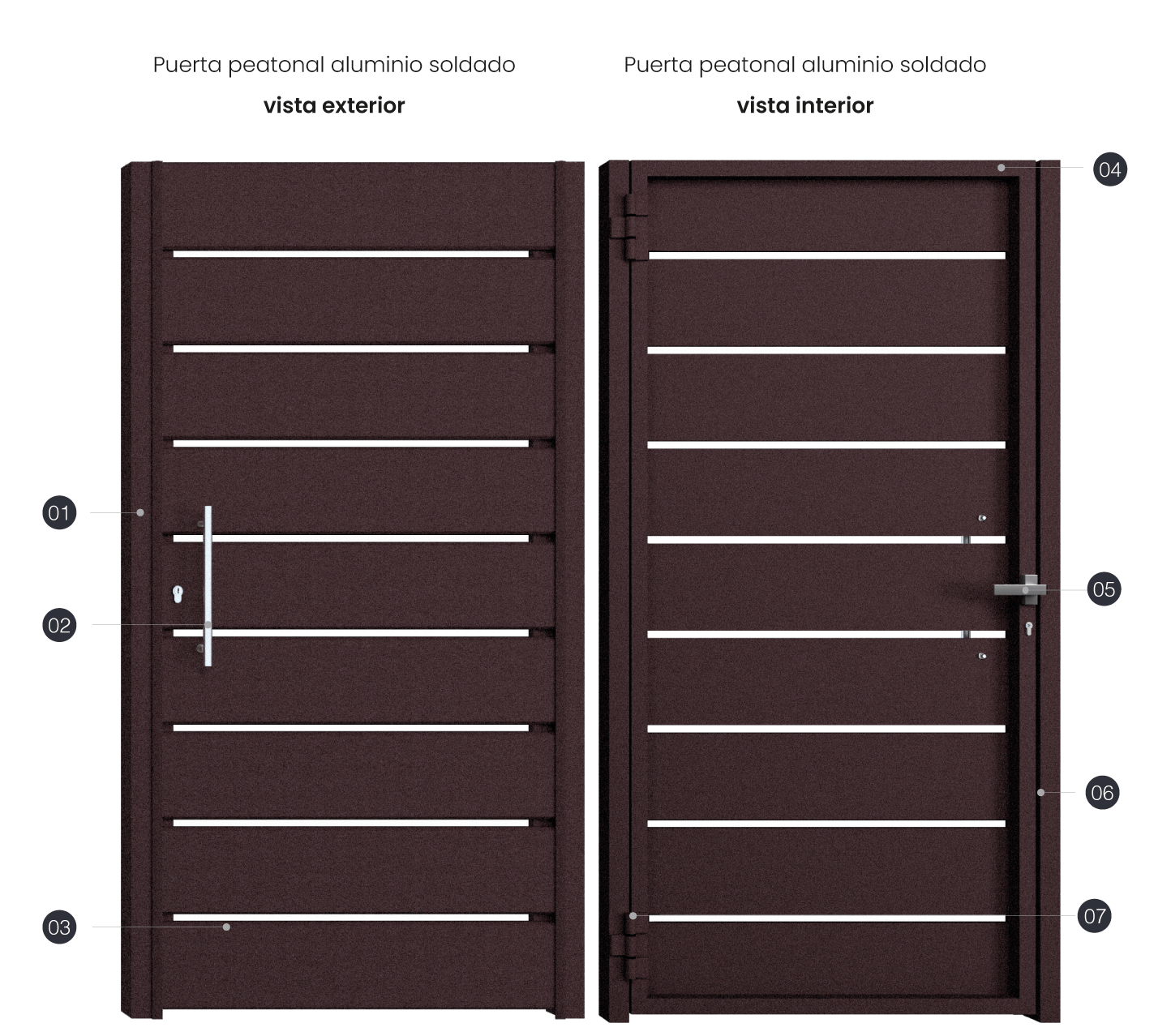Cancela de Aluminio Soldado - Vista Interior y Exterior - Modelo Mykonos