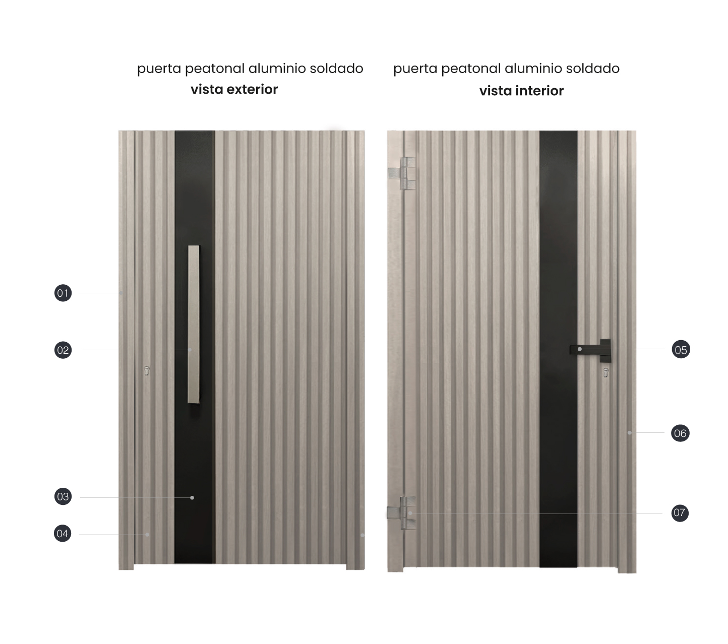 Cancela de Aluminio Soldado - Vista Interior y Exterior - Modelo Santa Bárbara