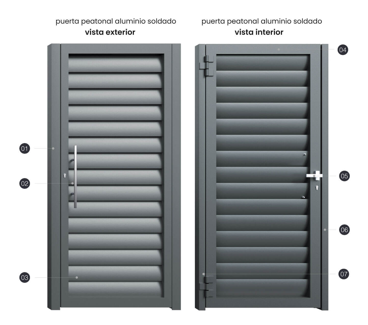Cancela de Aluminio Soldado - Vista Interior y Exterior - Modelo Torrejón