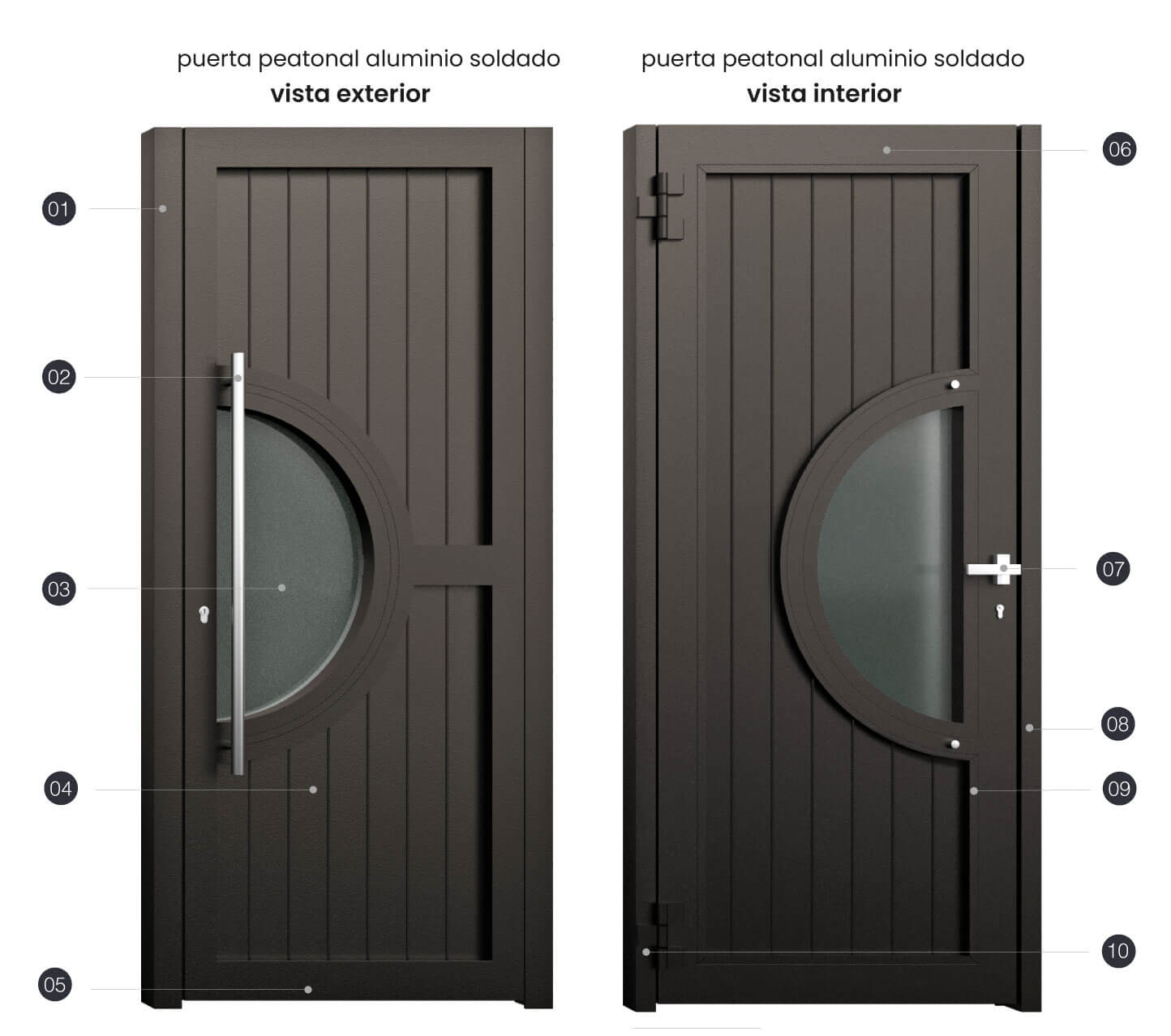 Cancela de Aluminio Soldado - Vista Interior y Exterior - Modelo Valencia
